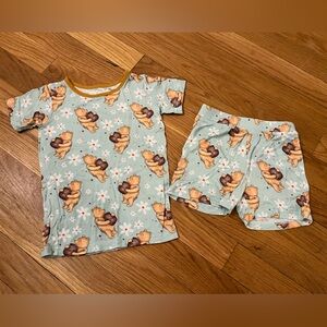 Kids bamboo Pajamas with Winne the Pooh Bear Print - Blue